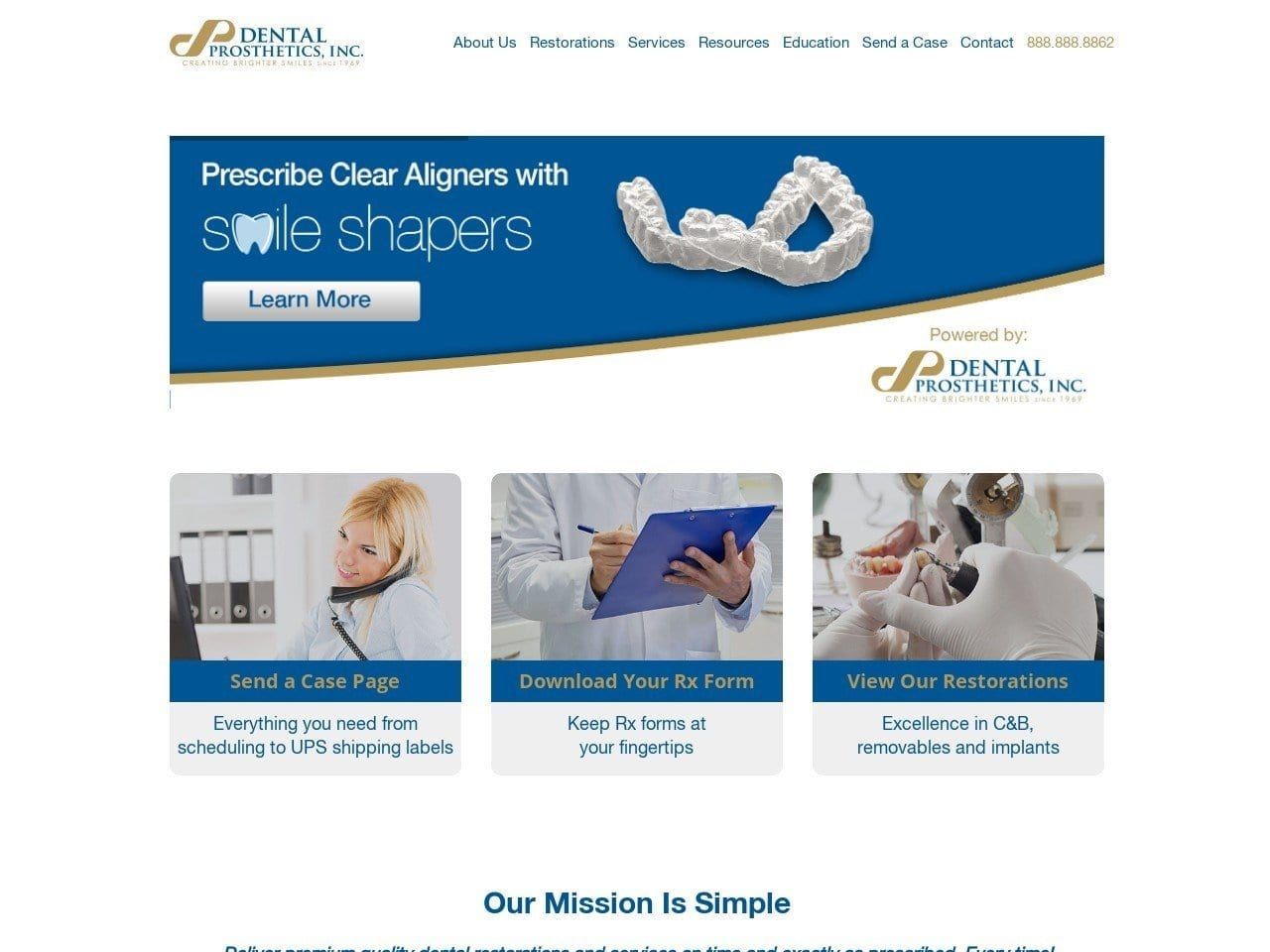 Dental Prosthetics Inc. Website Screenshot from dentalprostheticsinc.com
