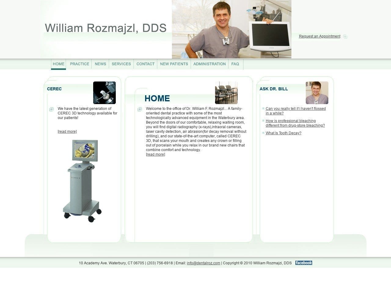 Dr. William F. Rozmajzl Jr. Website Screenshot from dentalroz.com