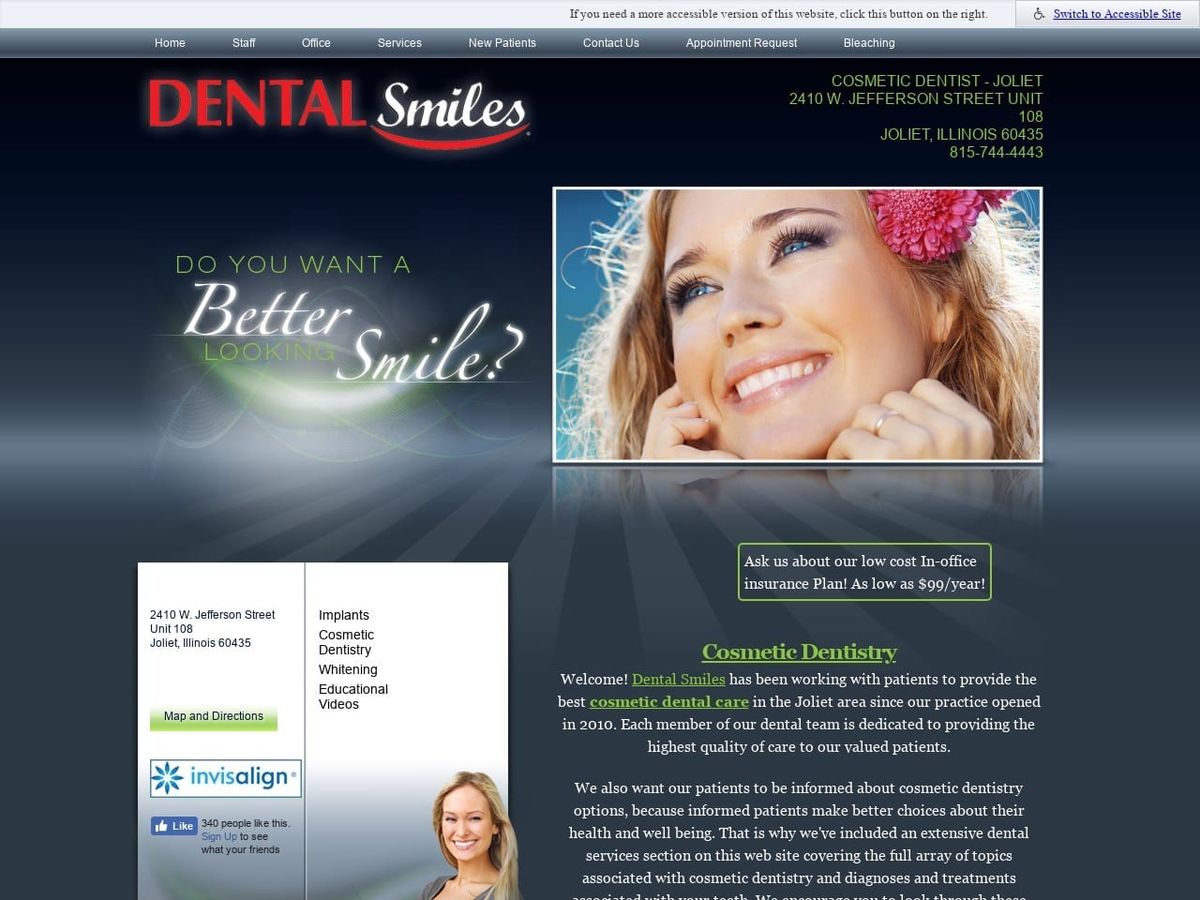 Dental Smiles Samaan Samy DDS Website Screenshot from dentalsmilesofjoliet.com