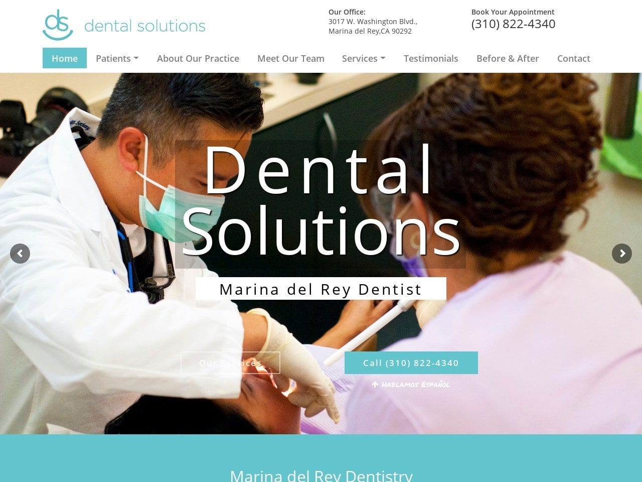 Dental Solutions Website Screenshot from dentalsolutionsla.com