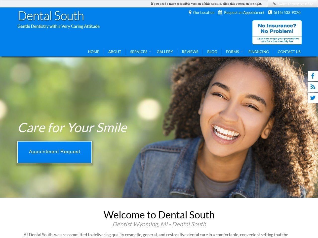 Dental South Website Screenshot from dentalsouth.net