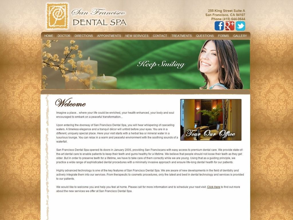 San Francisco Dental Spa Website Screenshot from dentalspasanfrancisco.com