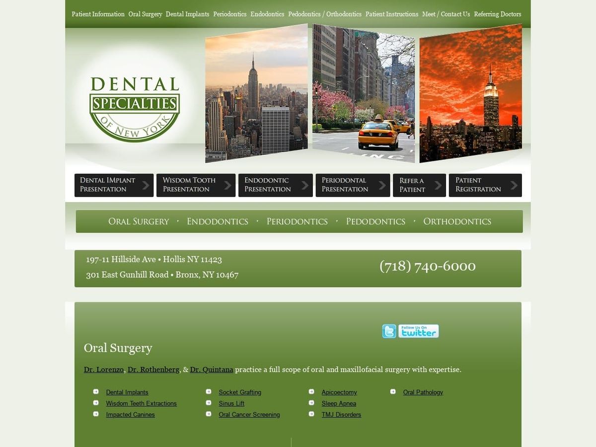 Dental Specialtiesny Website Screenshot from dentalspecialtiesny.com