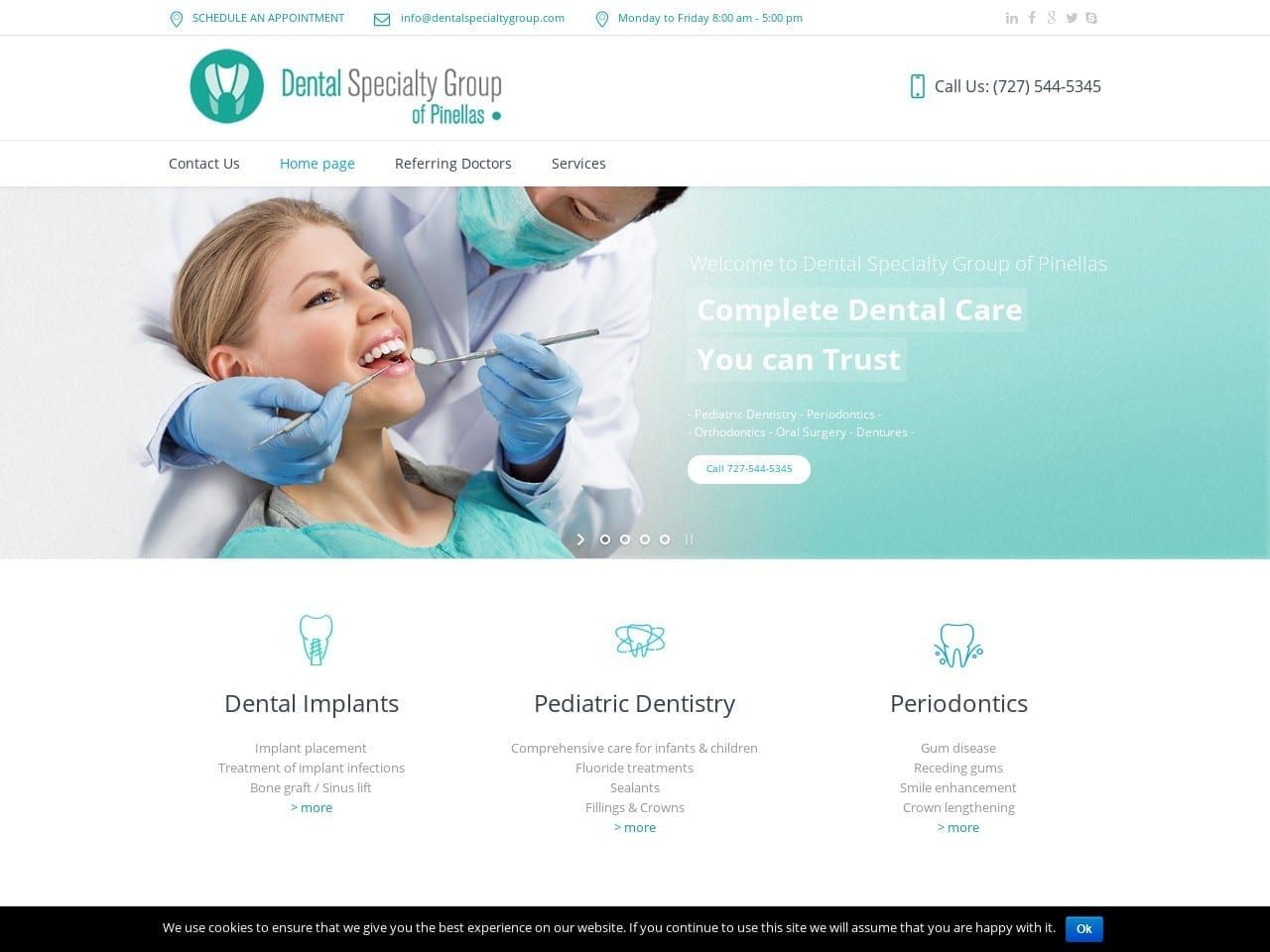 Dental Specialty Group Website Screenshot from dentalspecialtygroup.com