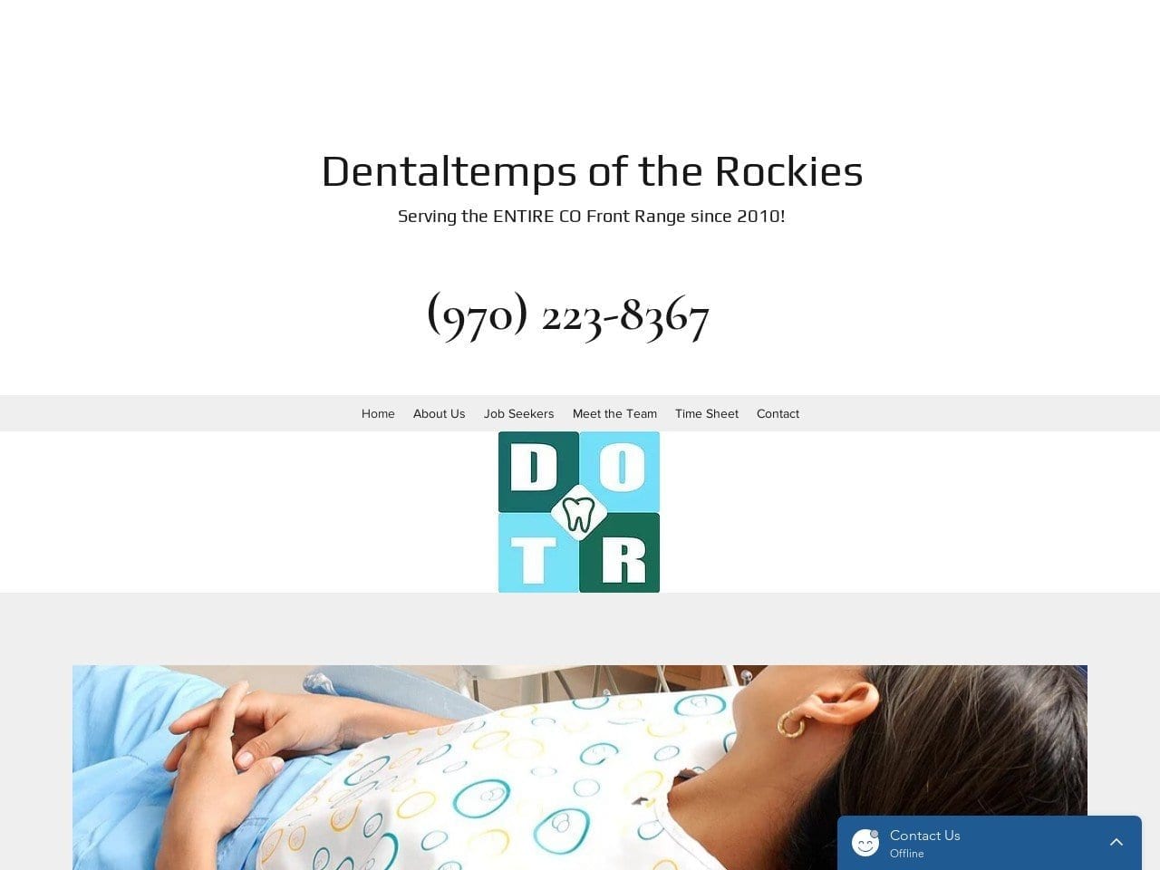 Dentaltemps of the Rockies Website Screenshot from dentaltempsoftherockies.com