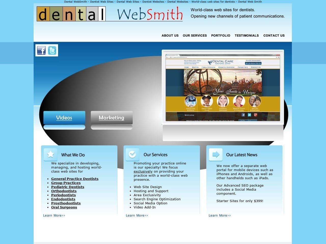 Dental WebSmith Inc. Website Screenshot from dentalwebsmith.com