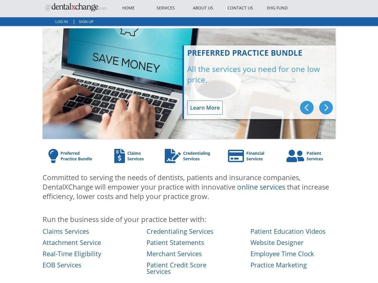 EDI Health Group Inc Website Screenshot from dentalxchange.com