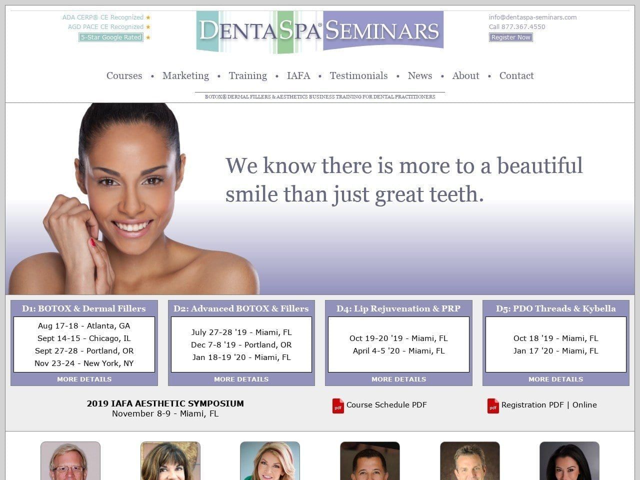 Dentaspa Website Screenshot from dentaspa-seminars.com