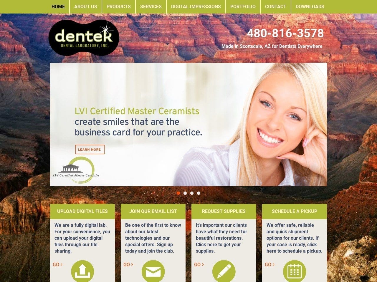 Dentek Dental Laboratory Website Screenshot from dentekdental.com