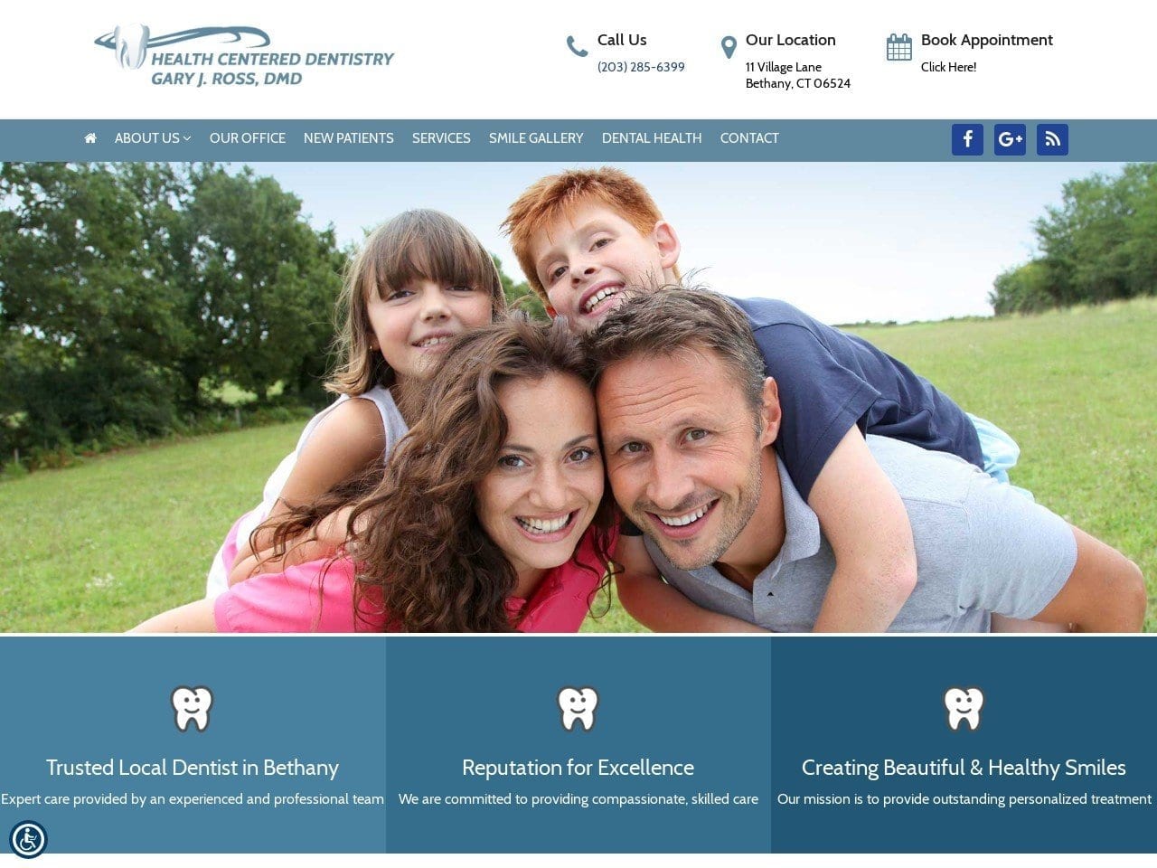 Health Centered Dentist Website Screenshot from dentist-bethanyct.com