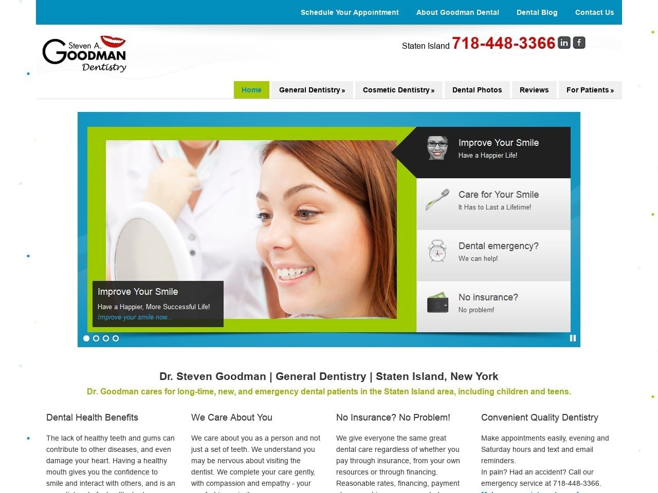 Steven A. Goodman Dentist Website Screenshot from dentist-staten-island.com