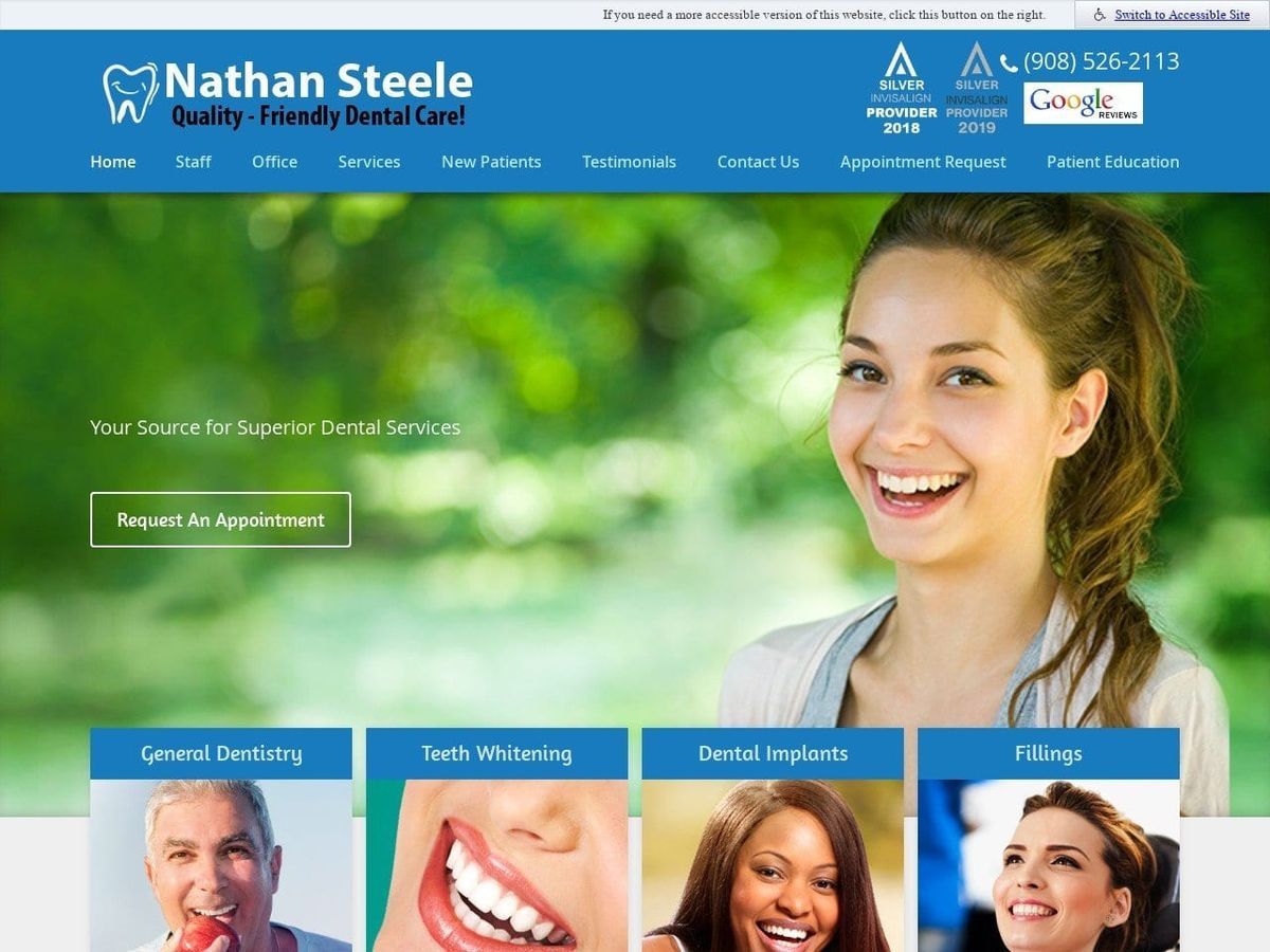 Nathan C. Steele D.M.D. Website Screenshot from dentistbridgewaternj.com