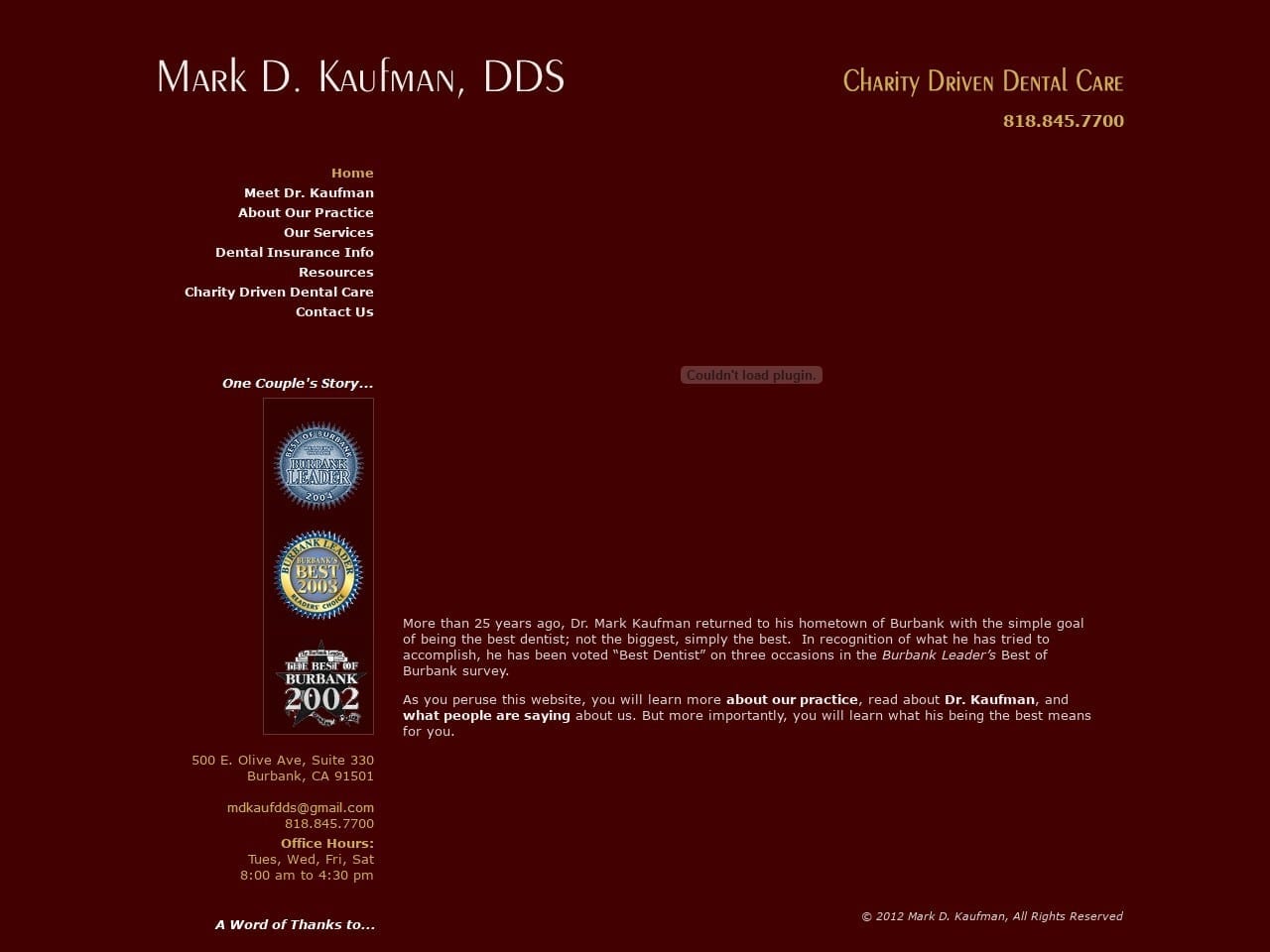 Kaufman Mark D DDS Website Screenshot from dentistburbanksfv.com