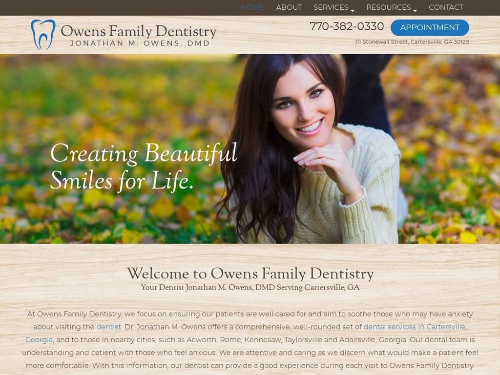 Swanson Donald W Dds Owens Jonathan Dmd Website Screenshot from dentistcartersville.com