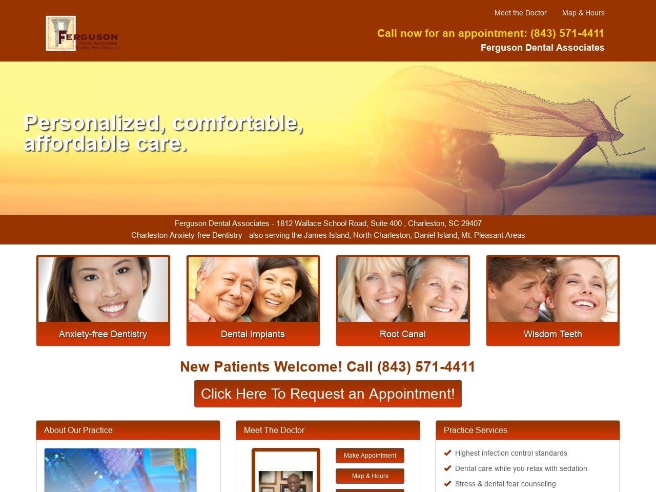 Ferguson Dentist Website Screenshot from dentistcharleston.com