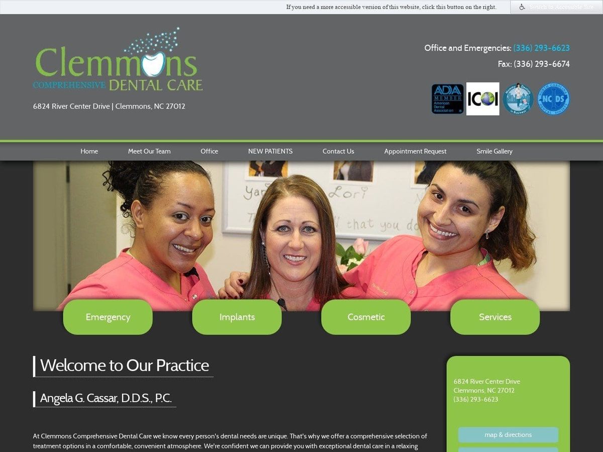 Clemmons Comprehensive Dental Care Website Screenshot from dentistclemmons.com