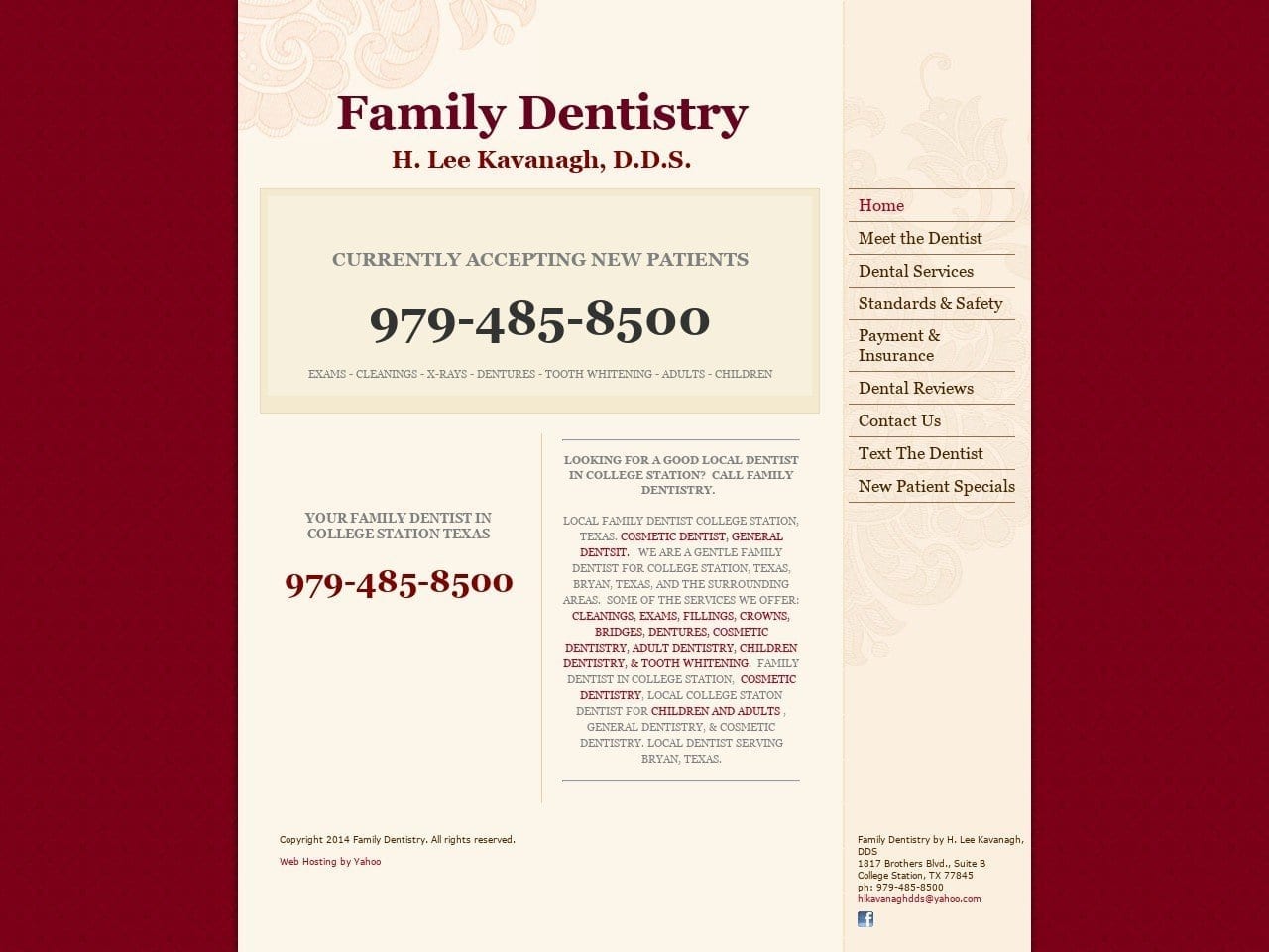 Family Dentist Website Screenshot from dentistcollegestation.com