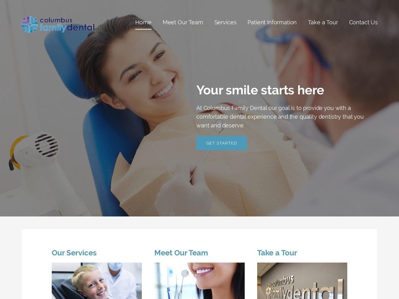 Columbus Family Dental Website Screenshot from dentistcolumbusne.com