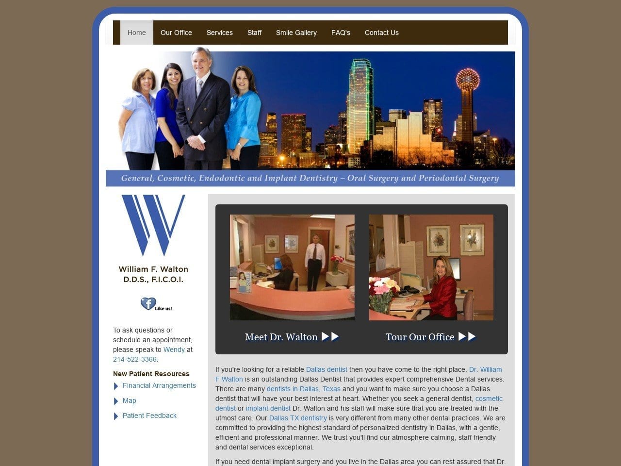 William F. Walton D.D.S. F.I.C Website Screenshot from dentistdallastx.com