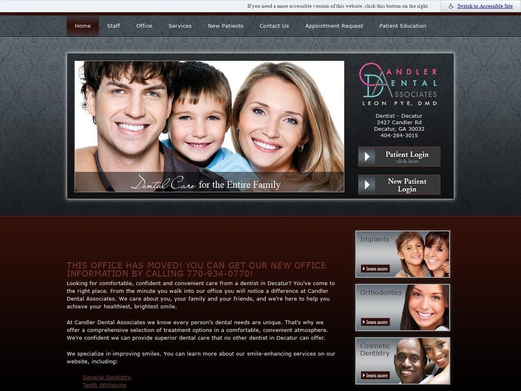 Candler Dental Associates Website Screenshot from dentistdecatur.com