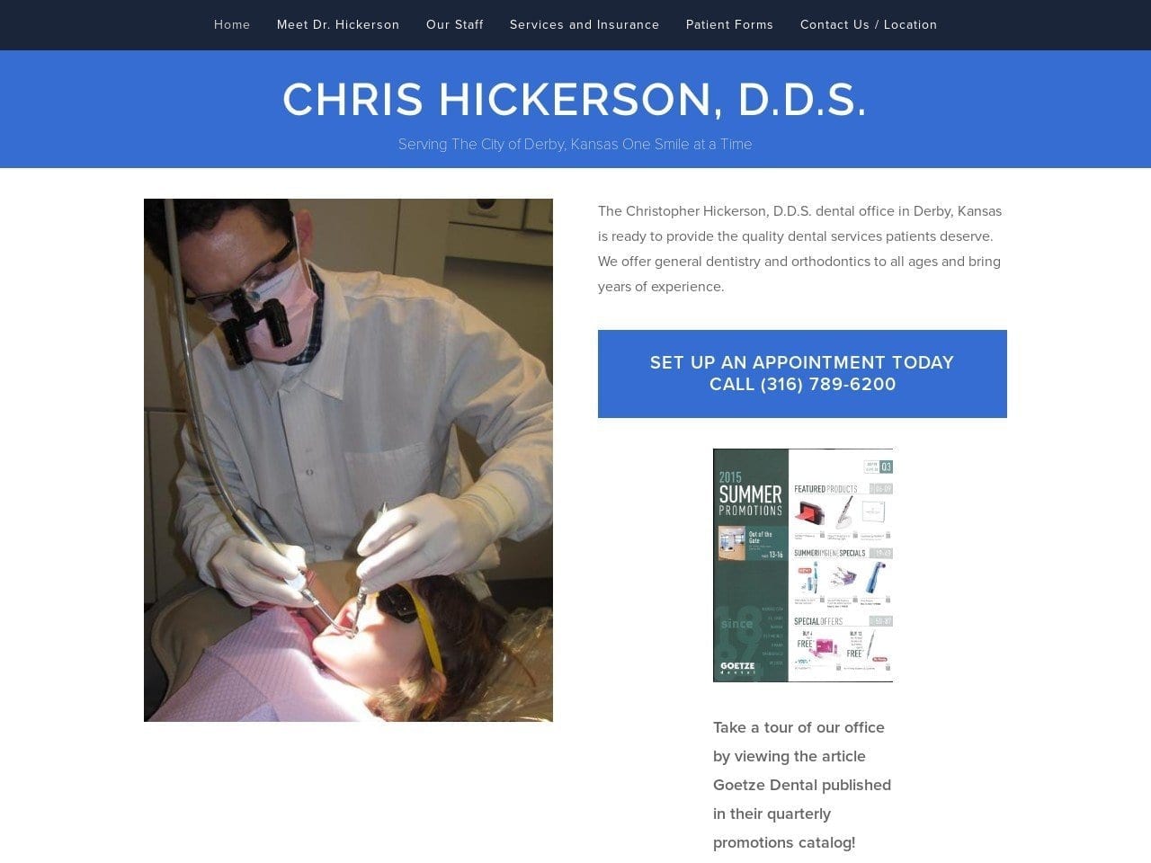 Chris Hickerson DDS Website Screenshot from dentistderbykansas.com