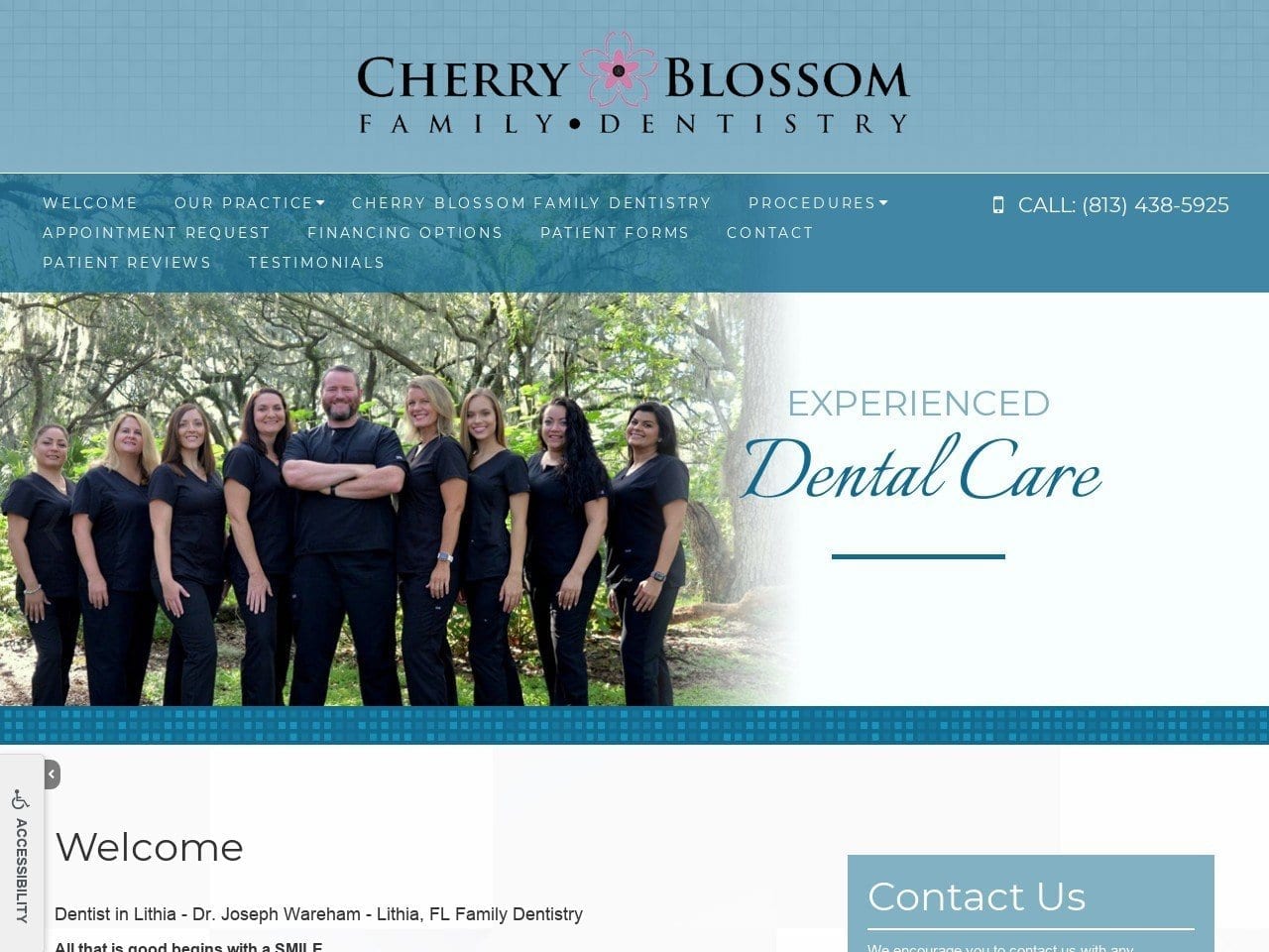 Cherry Blossom Family Dentist Website Screenshot from dentistfishhawk.com