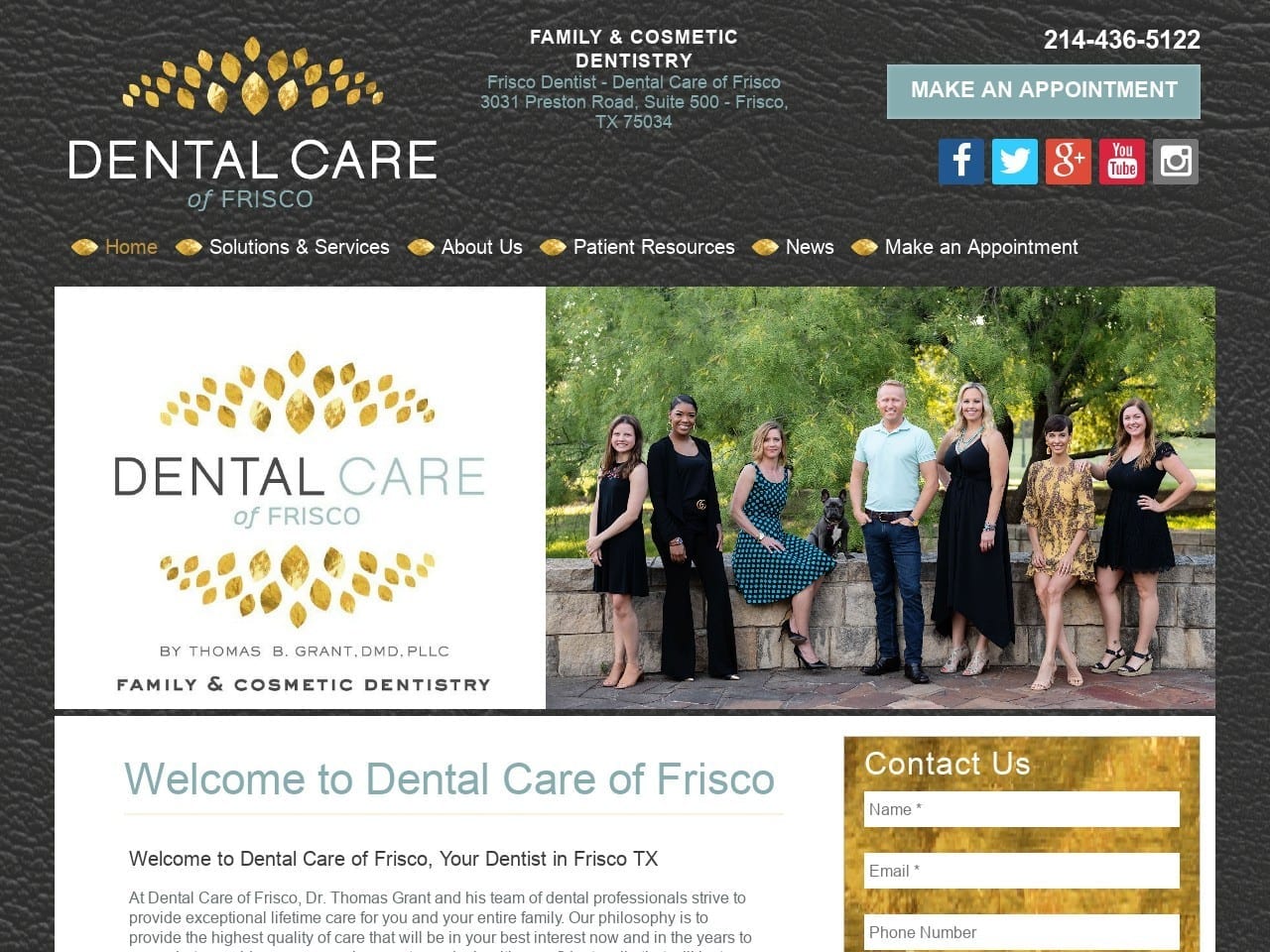 Dental Care of Frisco Website Screenshot from dentistfrisco.com