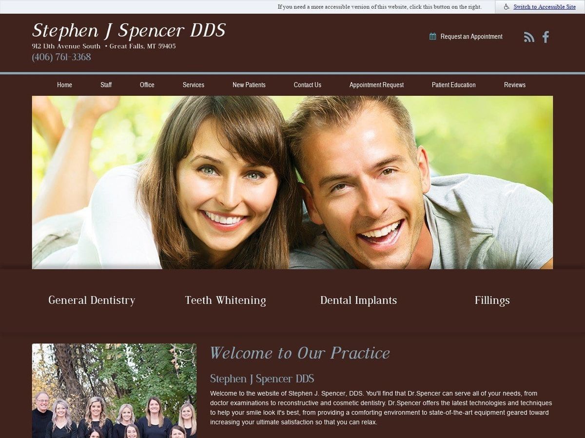 Stephen J. Spencer DDS PLLC Website Screenshot from dentistgreatfalls.com