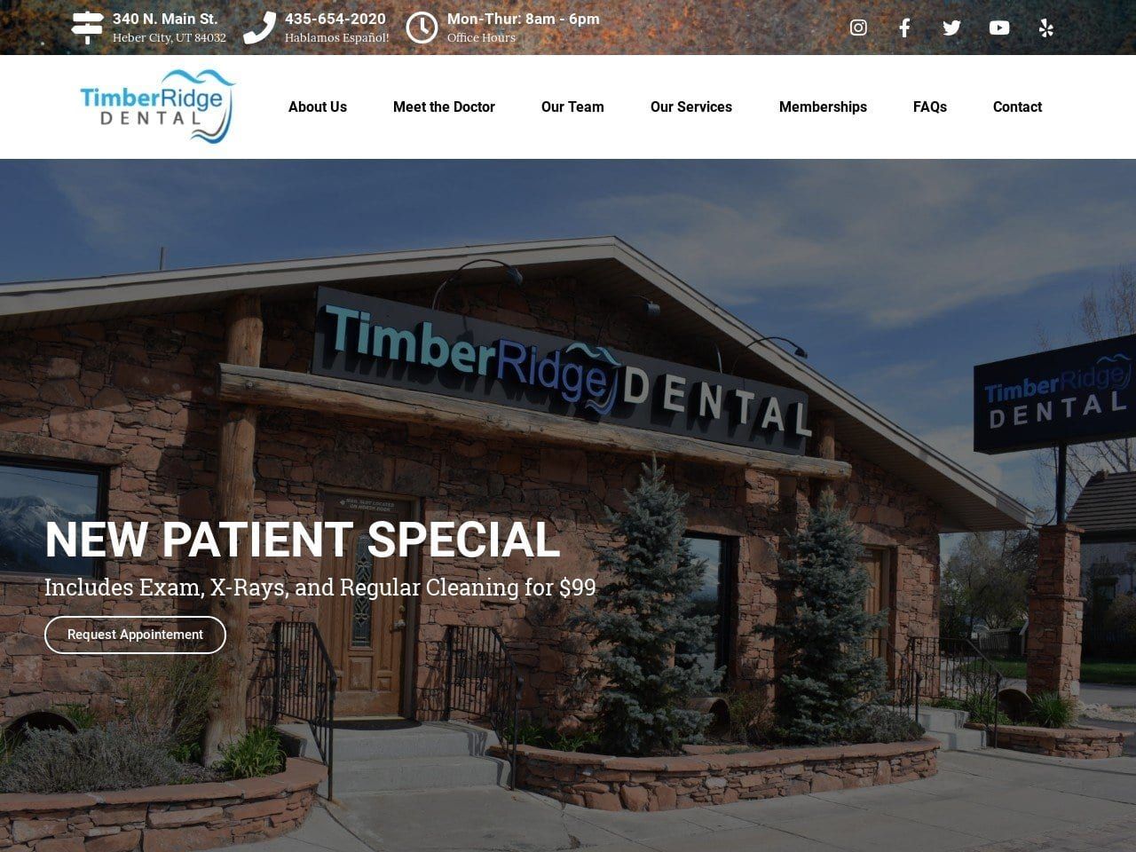 Timberridge Dental Website Screenshot from dentistheber.com
