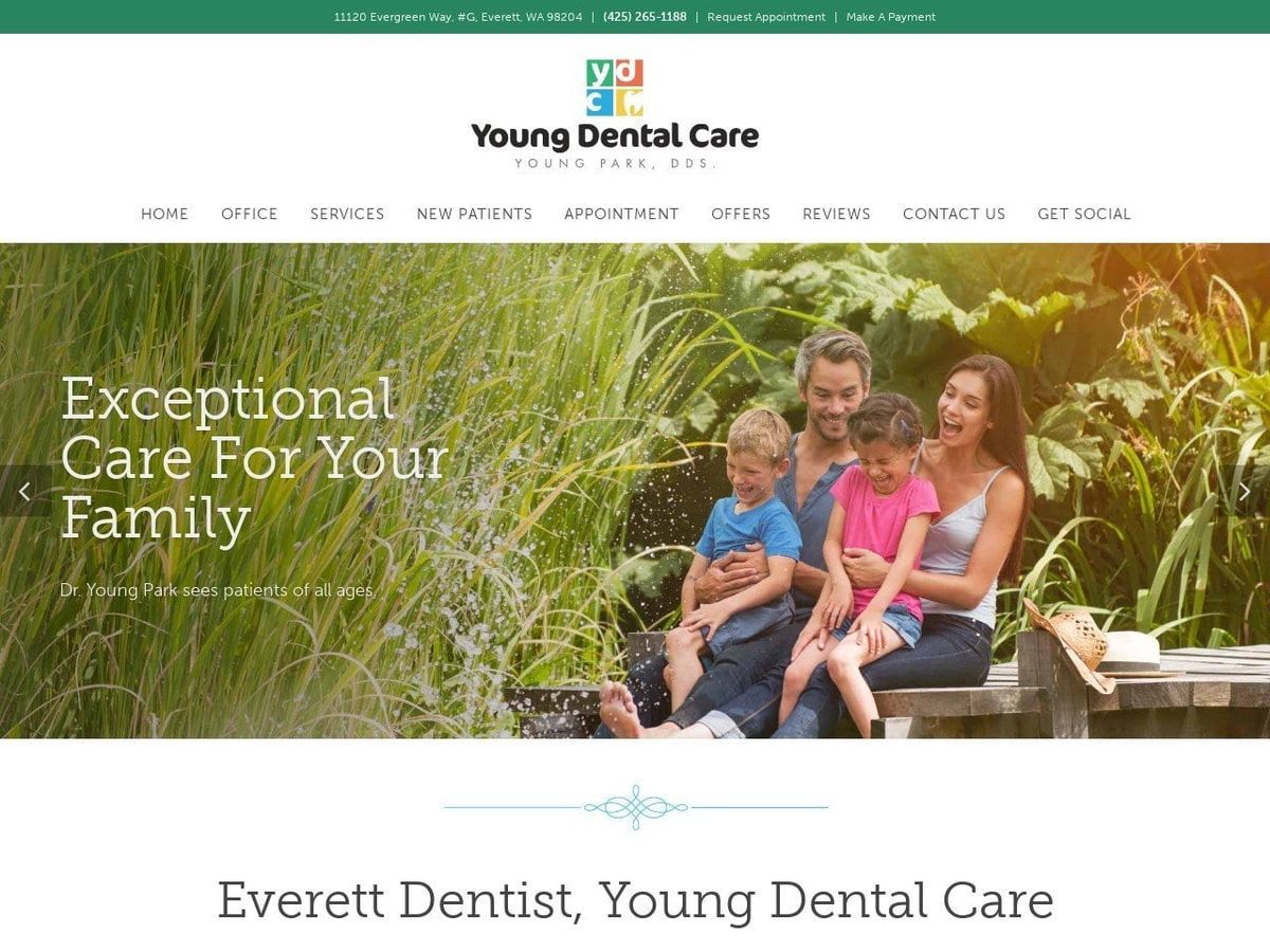Young Dental Care Website Screenshot from dentistineverett.com