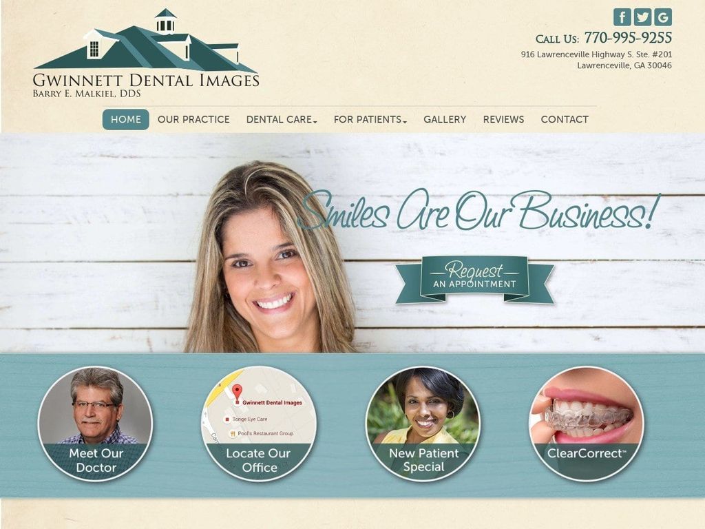 Gwinnett Dental Images Website Screenshot from dentistinlawrencevillega.com