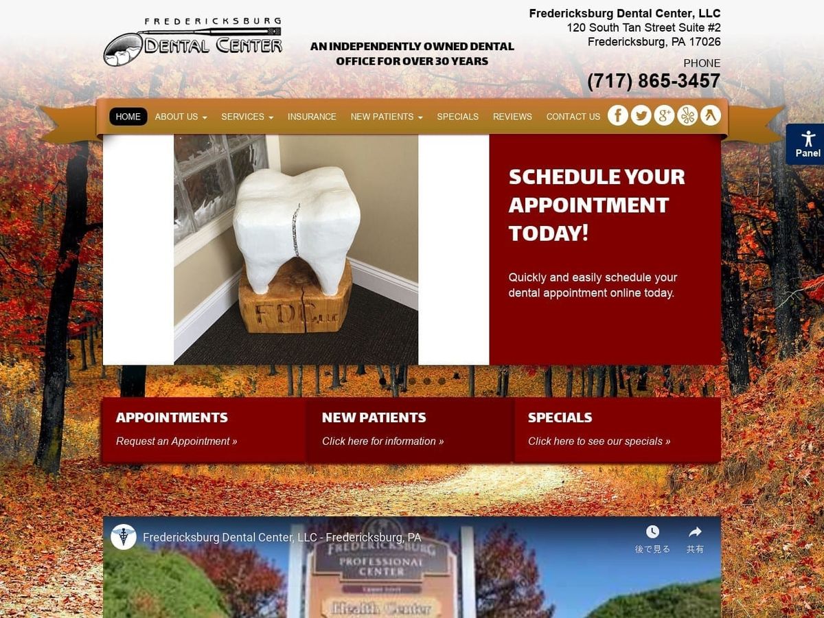 Fredericksburg Dental Center Website Screenshot from dentistlebanonpa.com