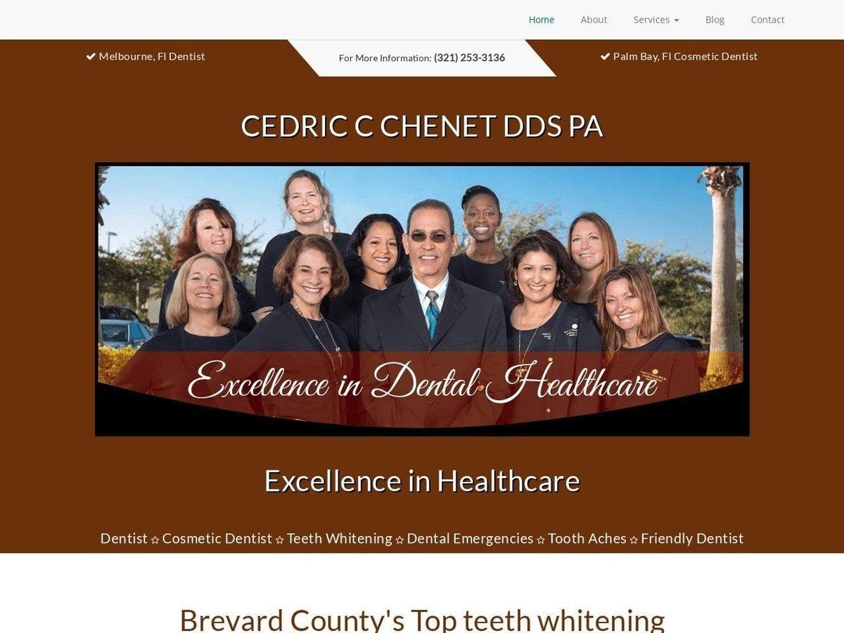 Cedric C Chenet DDS PA Website Screenshot from dentistmelbournefla.com