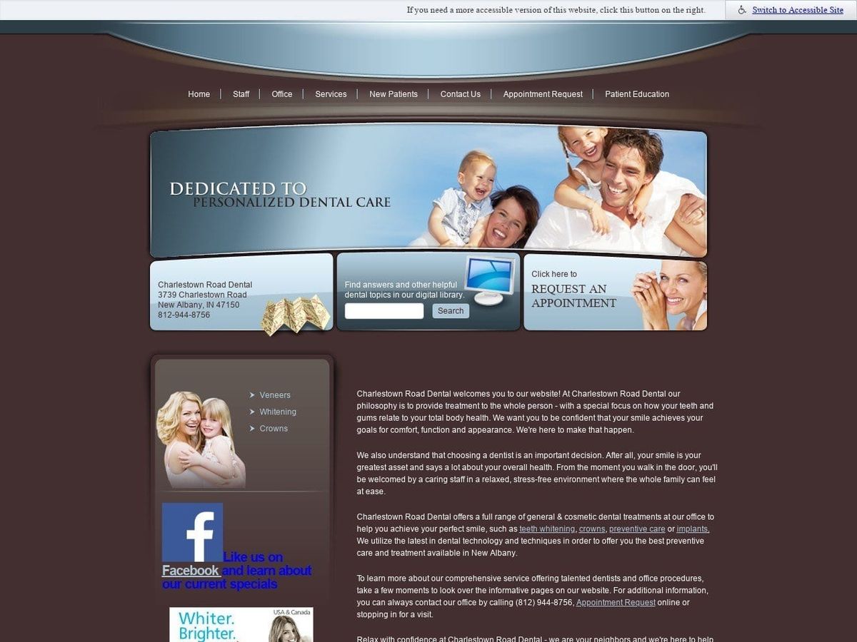 Charlestown Road Dental Website Screenshot from dentistnewalbanyin.com