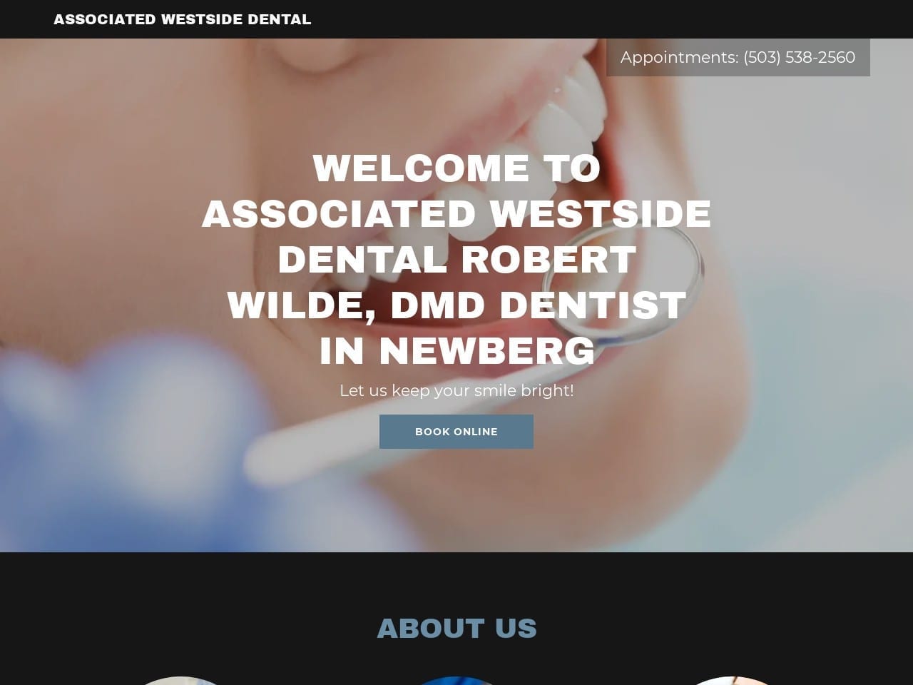 Associated Westside Dental Website Screenshot from dentistnewbergor.com