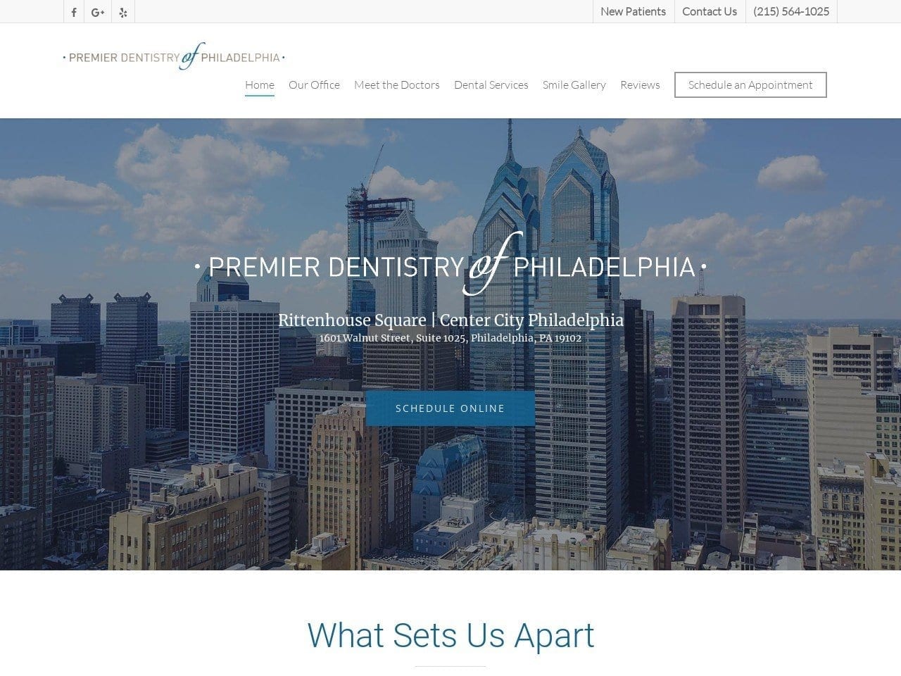 Premier Dentistry of Philadelphia Website Screenshot from dentistofphiladelphia.com