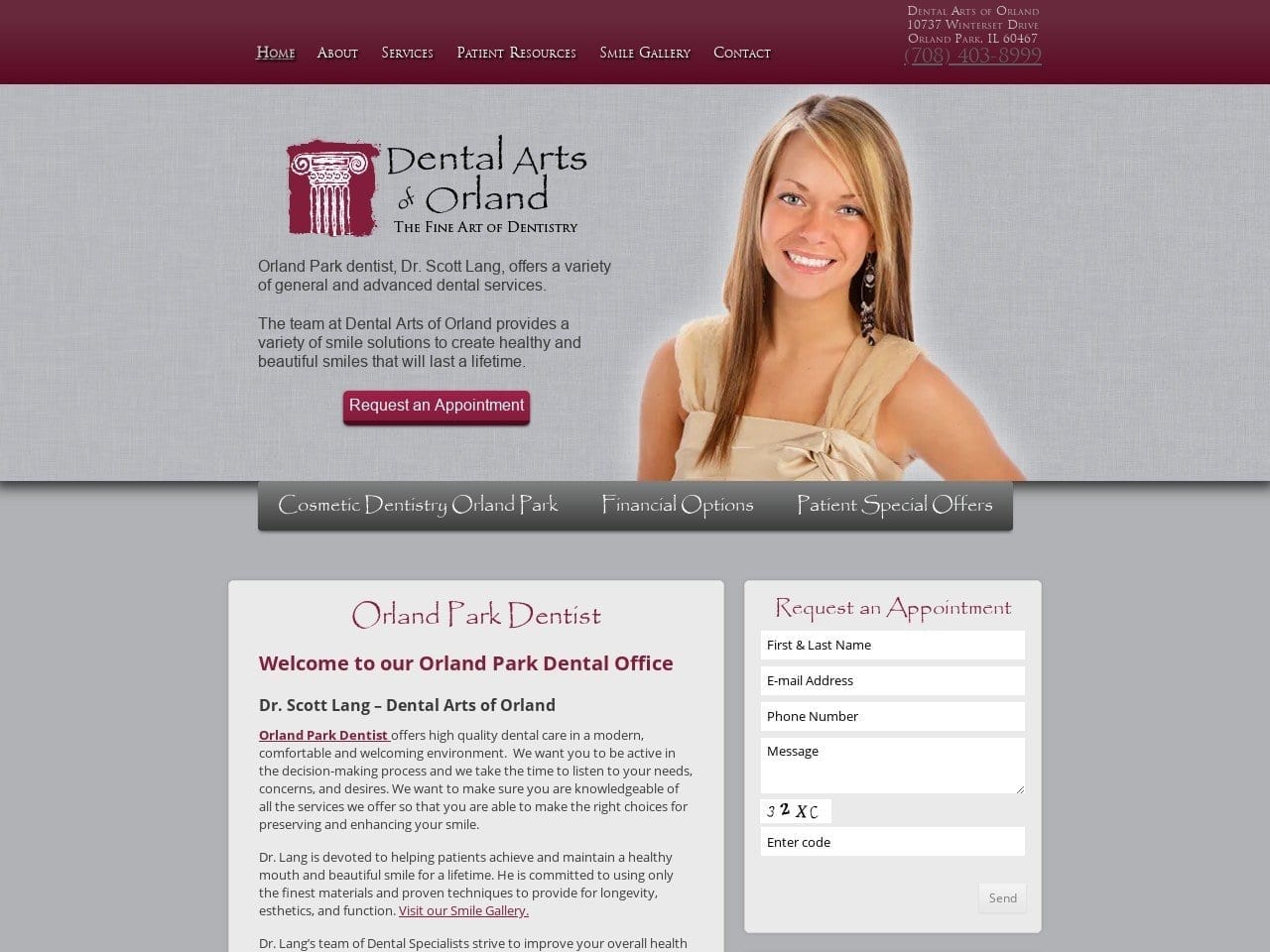 Dentist Website Screenshot from dentistorlandpark.co