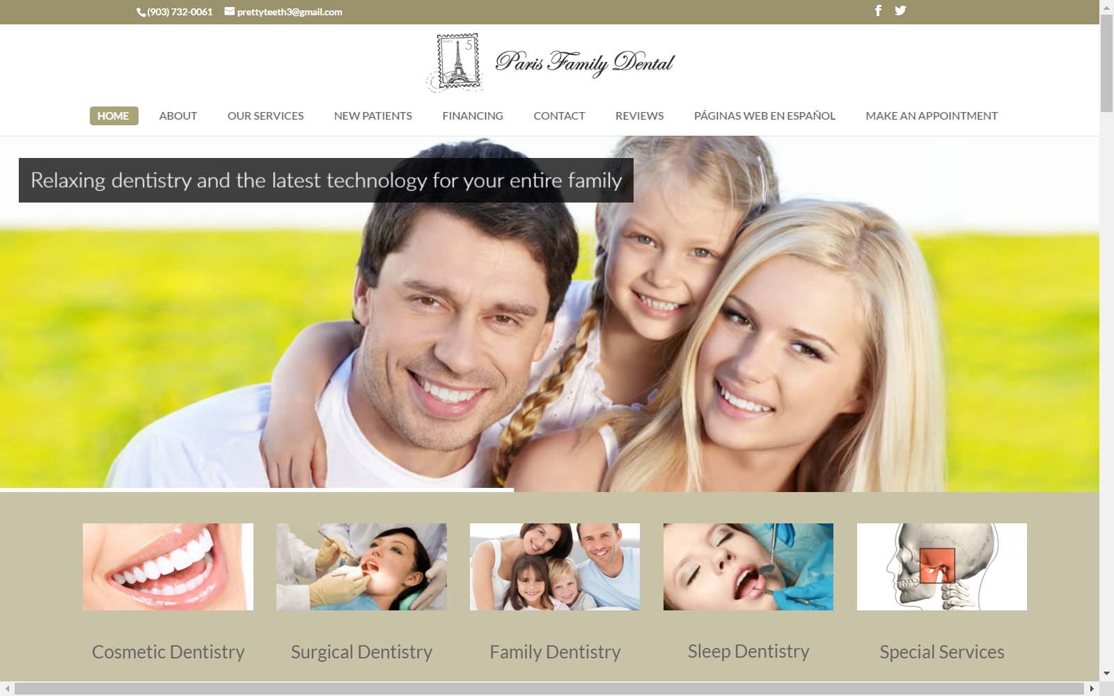 dentistparistx.com screenshot