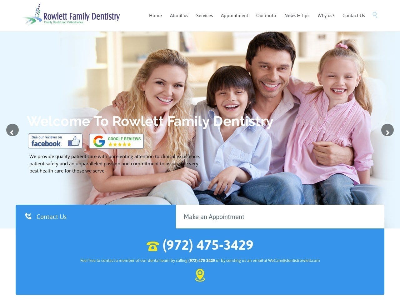 Rowlett Family Dentistry Bogard George A Dds & Dr. Website Screenshot from dentistrowlett.com