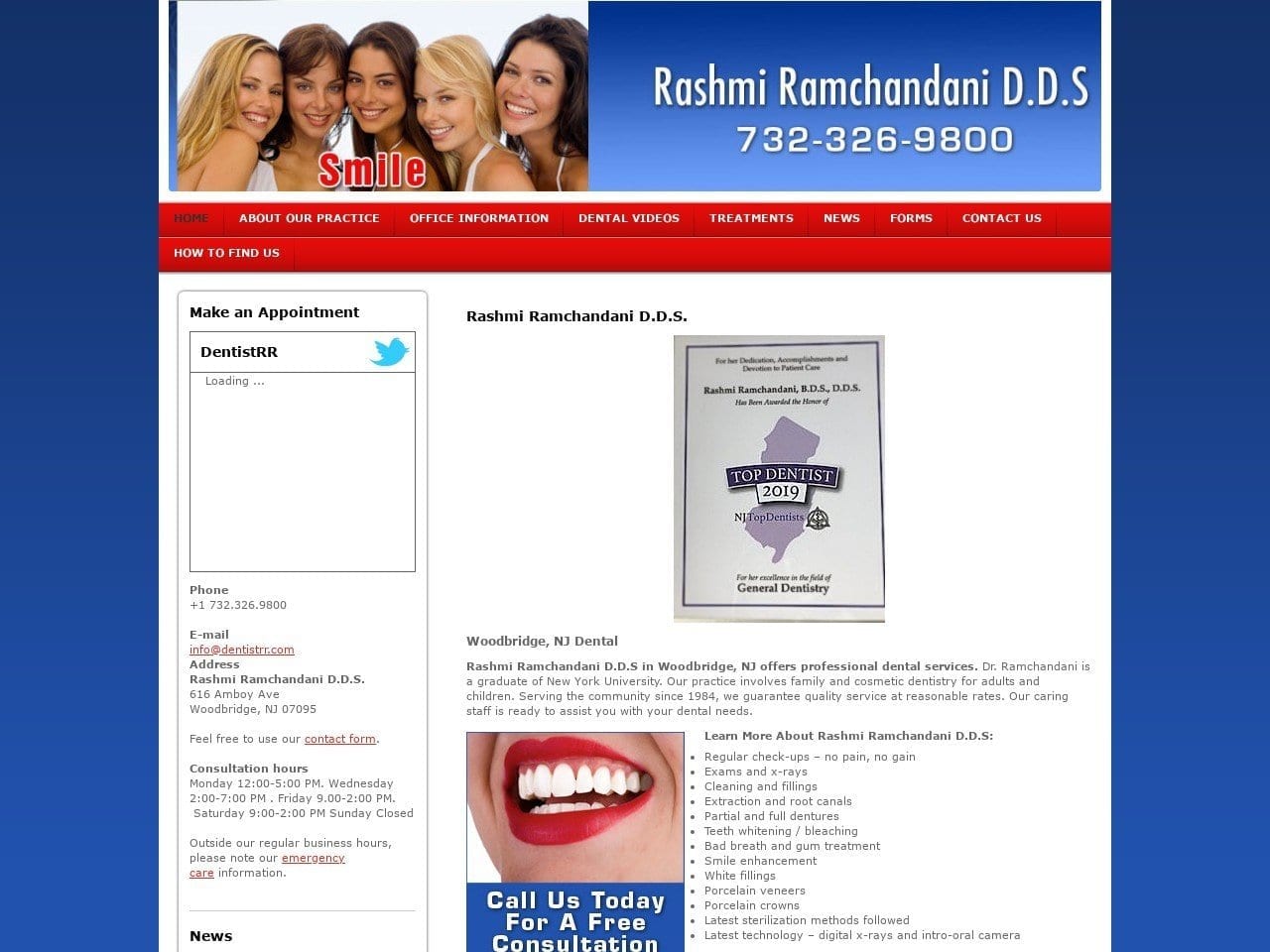 Dr. Rashmi K. Ramchandani DDS Website Screenshot from dentistrr.com