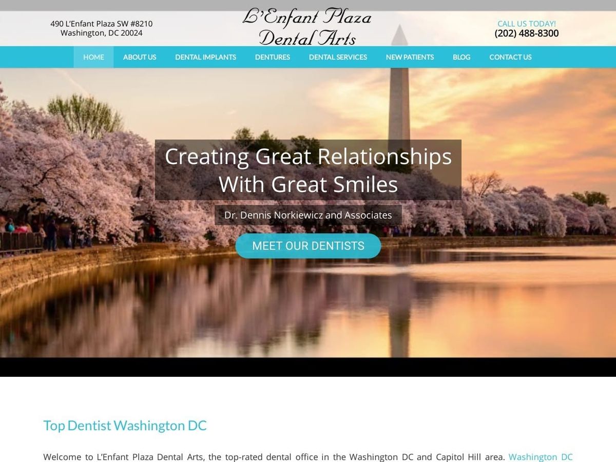 L Enfant Plaza Dental Arts Website Screenshot from dentistry-washingtondc.com