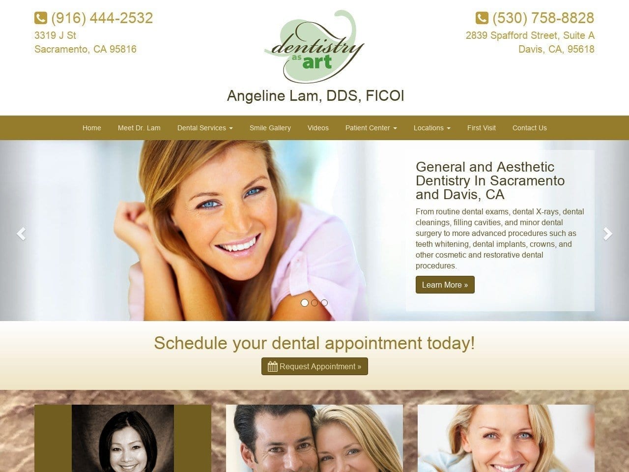 Dr. Angeline Website Screenshot from dentistryasart.com