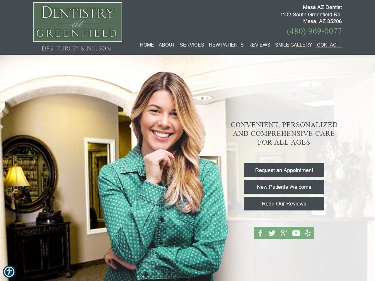 Dentist Website Screenshot from dentistryatgreenfield.com