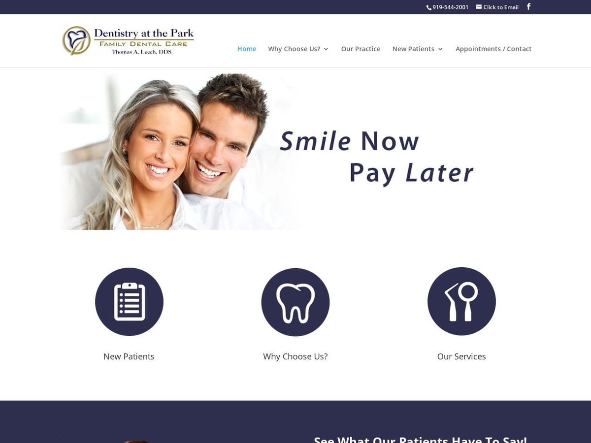 Dentistry On The Park Website Screenshot from dentistryatthepark.com