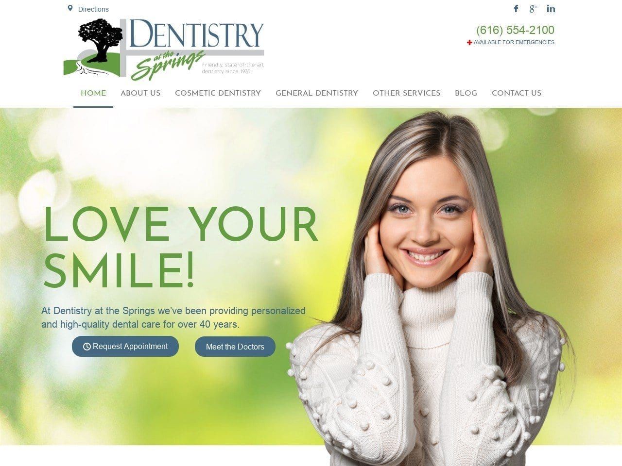 Dentist Website Screenshot from dentistryatthesprings.com