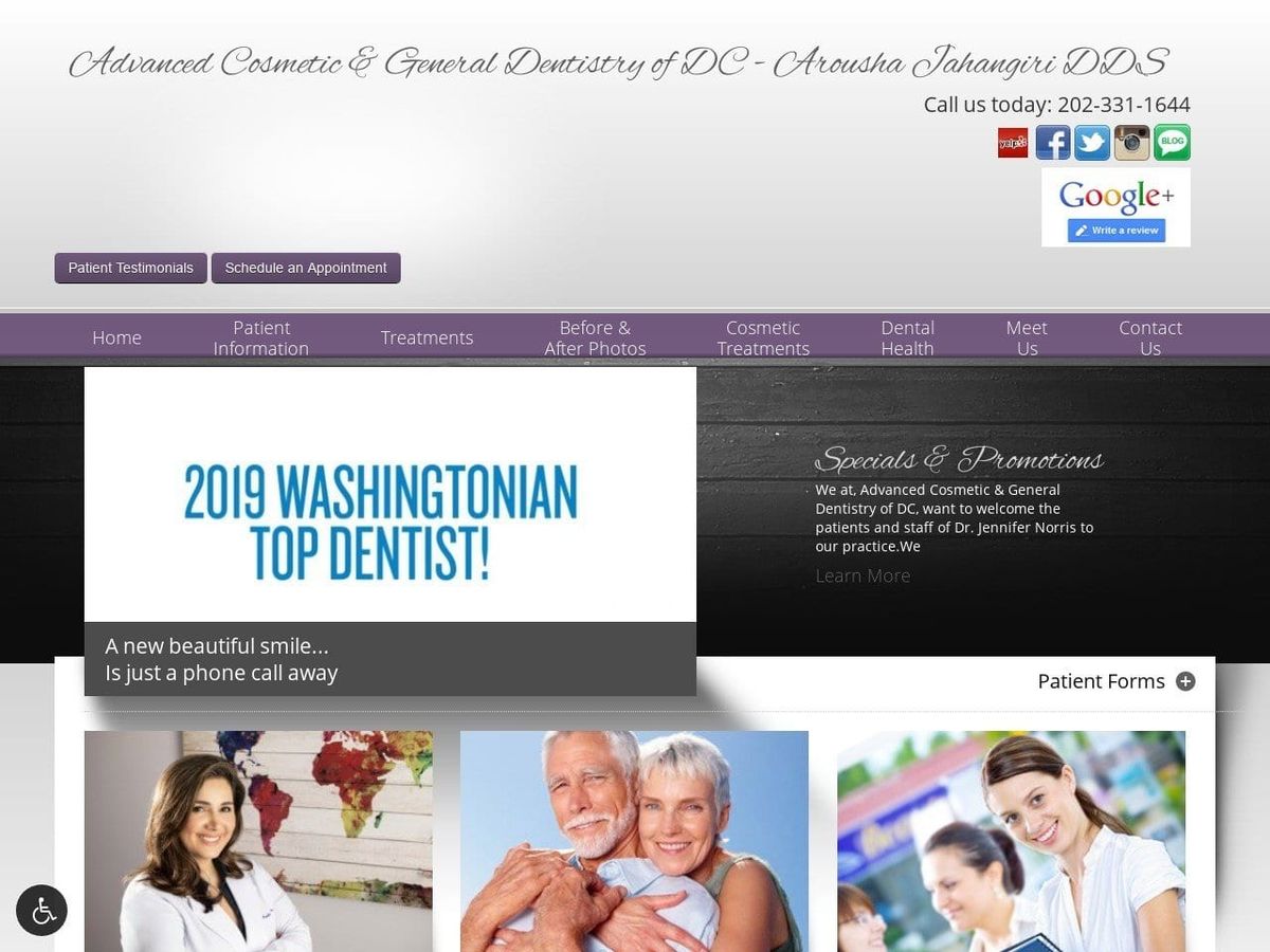 Advanced Cosmetic & General Dentistry of DC Website Screenshot from dentistrydc.com