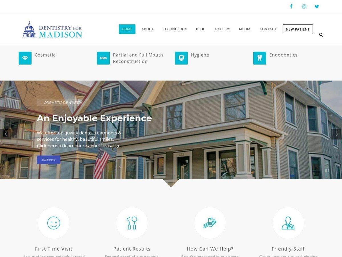 Dentistry for Madison Website Screenshot from dentistryformadison.com