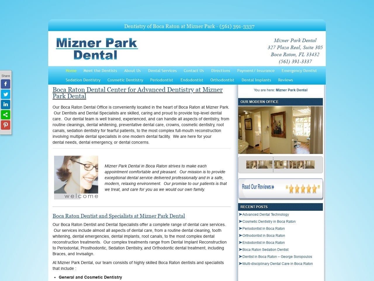 Mizner Park Dental (Home Of The Boca Raton Dentist Website Screenshot from dentistryofbocaraton.com