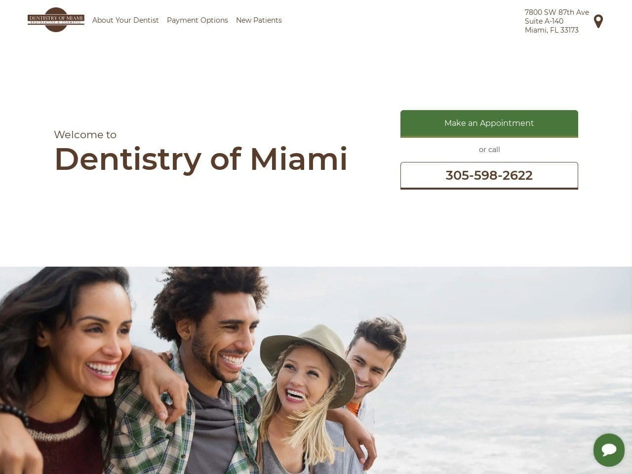 Dentist Website Screenshot from dentistryofmiami.com