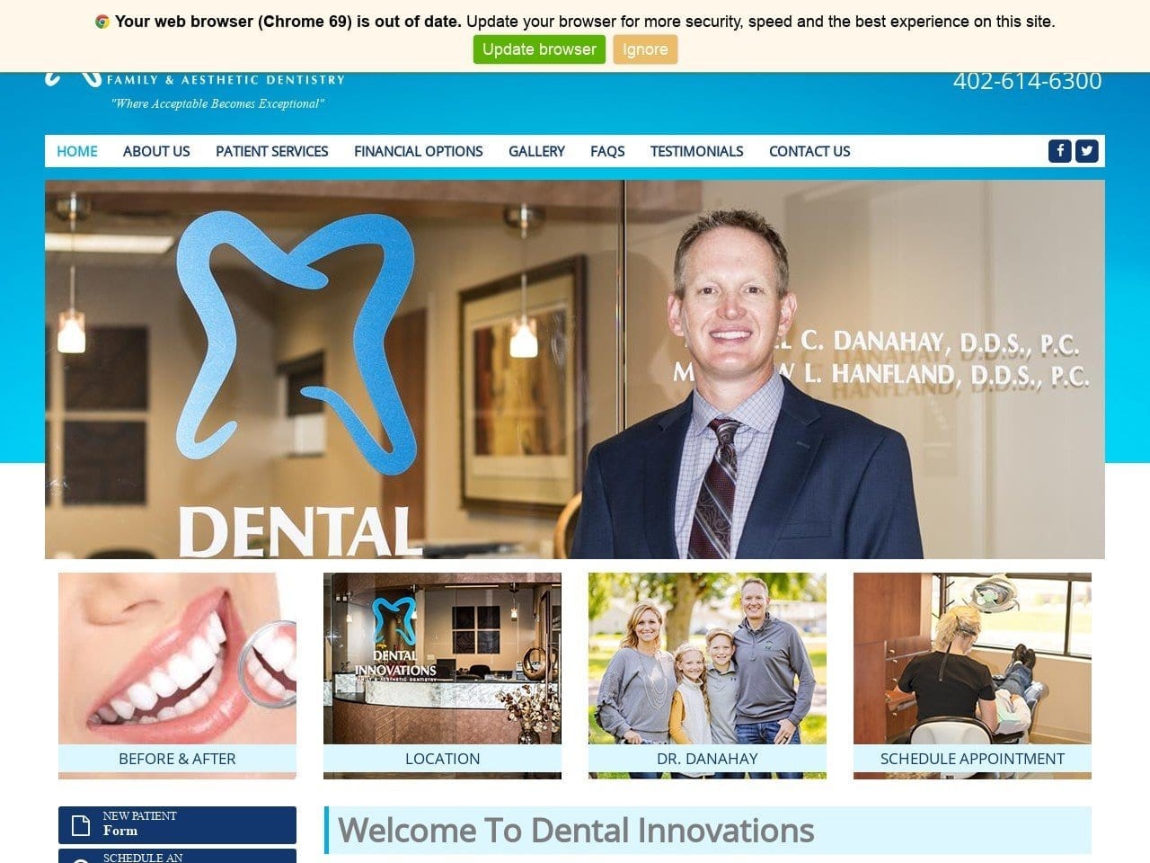 Dental Innovations Website Screenshot from dentistryomaha.com